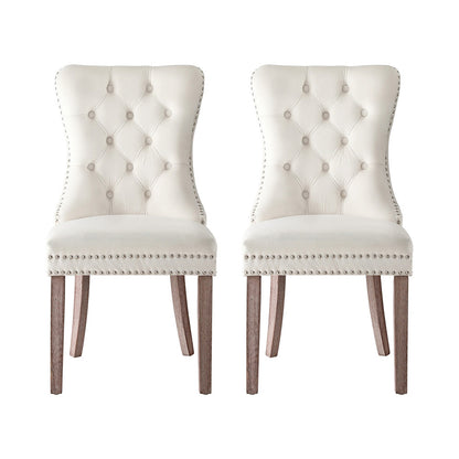 1 Set of 2 Artiss Dining Chairs Beige Velvet-Furniture &gt; Dining &gt; Kitchen &amp; Dining Chairs-PEROZ Accessories