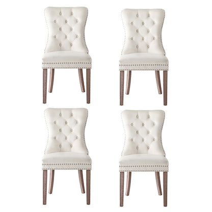 1 Set of 4 Artiss Dining Chairs Beige Velvet-Furniture &gt; Dining &gt; Kitchen &amp; Dining Chairs-PEROZ Accessories