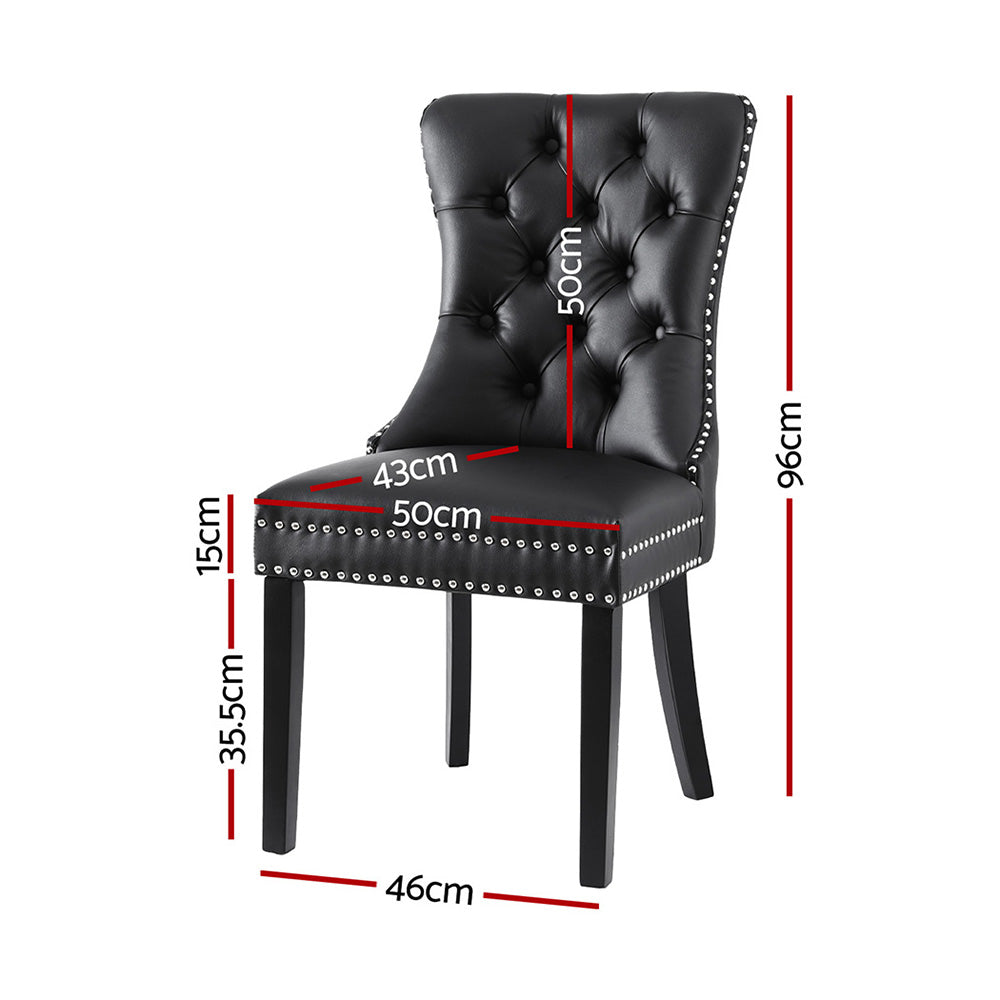1 Set of 2 Artiss Dining Chairs Black Leather-Furniture &gt; Dining &gt; Kitchen &amp; Dining Chairs-PEROZ Accessories
