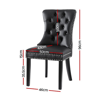 1 Set of 2 Artiss Dining Chairs Black Leather-Furniture &gt; Dining &gt; Kitchen &amp; Dining Chairs-PEROZ Accessories