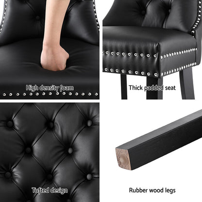 1 Set of 2 Artiss Dining Chairs Black Leather-Furniture &gt; Dining &gt; Kitchen &amp; Dining Chairs-PEROZ Accessories