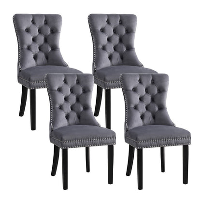 1 Set of 4 Artiss Dining Chairs Grey Velvet-Furniture &gt; Dining &gt; Kitchen &amp; Dining Chairs-PEROZ Accessories