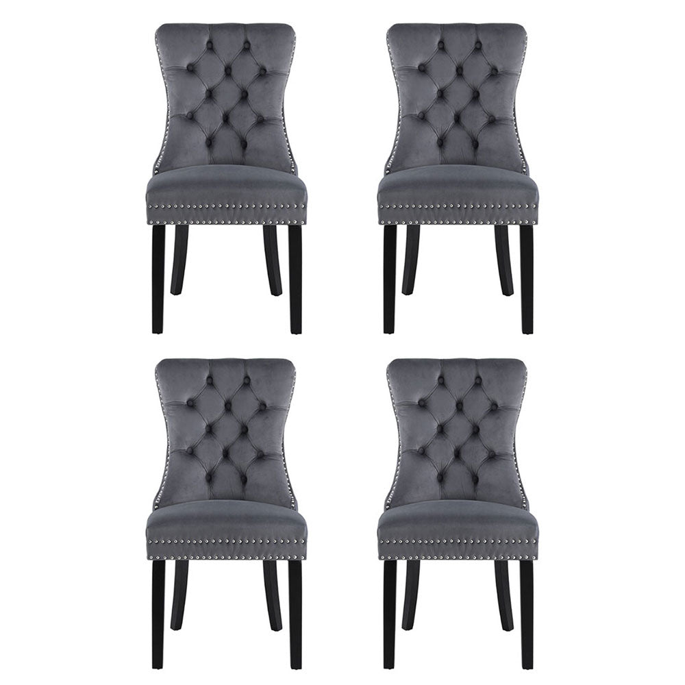 1 Set of 4 Artiss Dining Chairs Grey Velvet-Furniture &gt; Dining &gt; Kitchen &amp; Dining Chairs-PEROZ Accessories