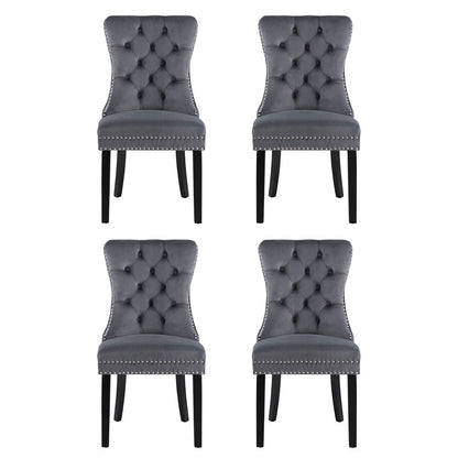 1 Set of 4 Artiss Dining Chairs Grey Velvet-Furniture &gt; Dining &gt; Kitchen &amp; Dining Chairs-PEROZ Accessories