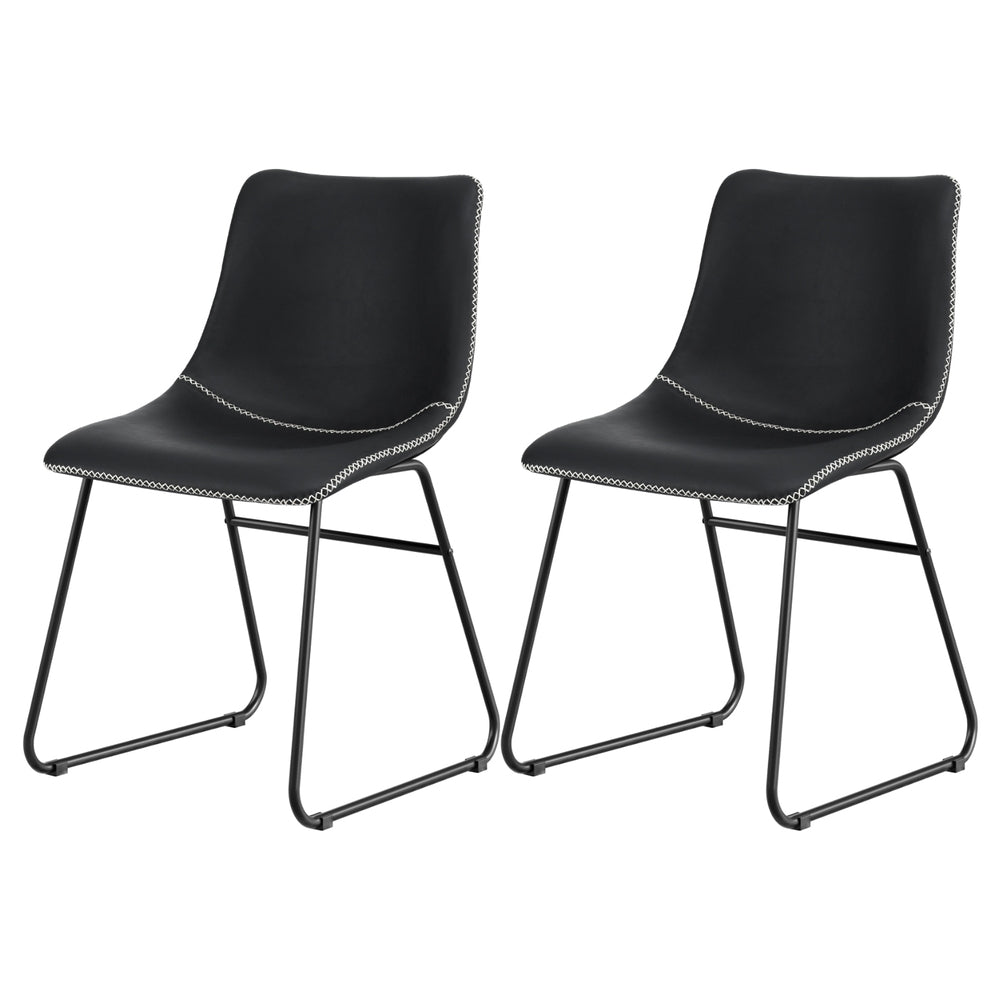 Artiss 2x Dining Chairs Retro PU Leather Kitchen Lounge Cafe Accent Chair Black-Furniture &gt; Dining &gt; Kitchen &amp; Dining Chairs-PEROZ Accessories