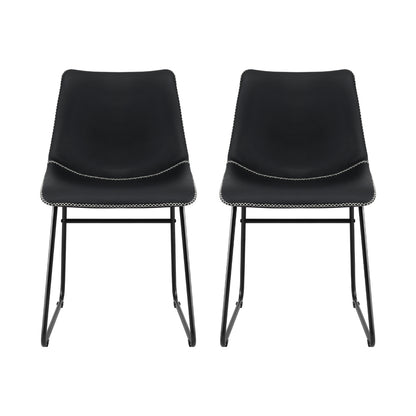 Artiss 2x Dining Chairs Retro PU Leather Kitchen Lounge Cafe Accent Chair Black-Furniture &gt; Dining &gt; Kitchen &amp; Dining Chairs-PEROZ Accessories