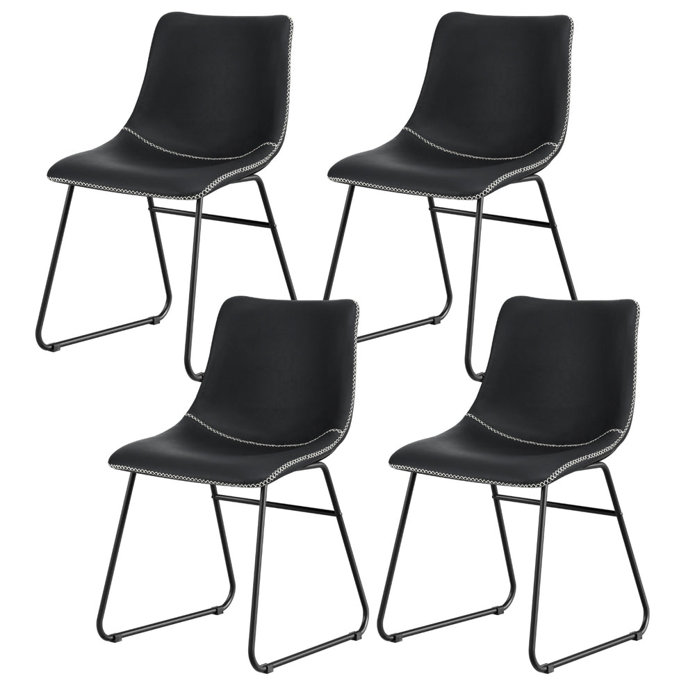 Artiss 4x Dining Chairs Retro PU Leather Kitchen Lounge Cafe Accent Chair Black-Furniture &gt; Dining &gt; Kitchen &amp; Dining Chairs-PEROZ Accessories