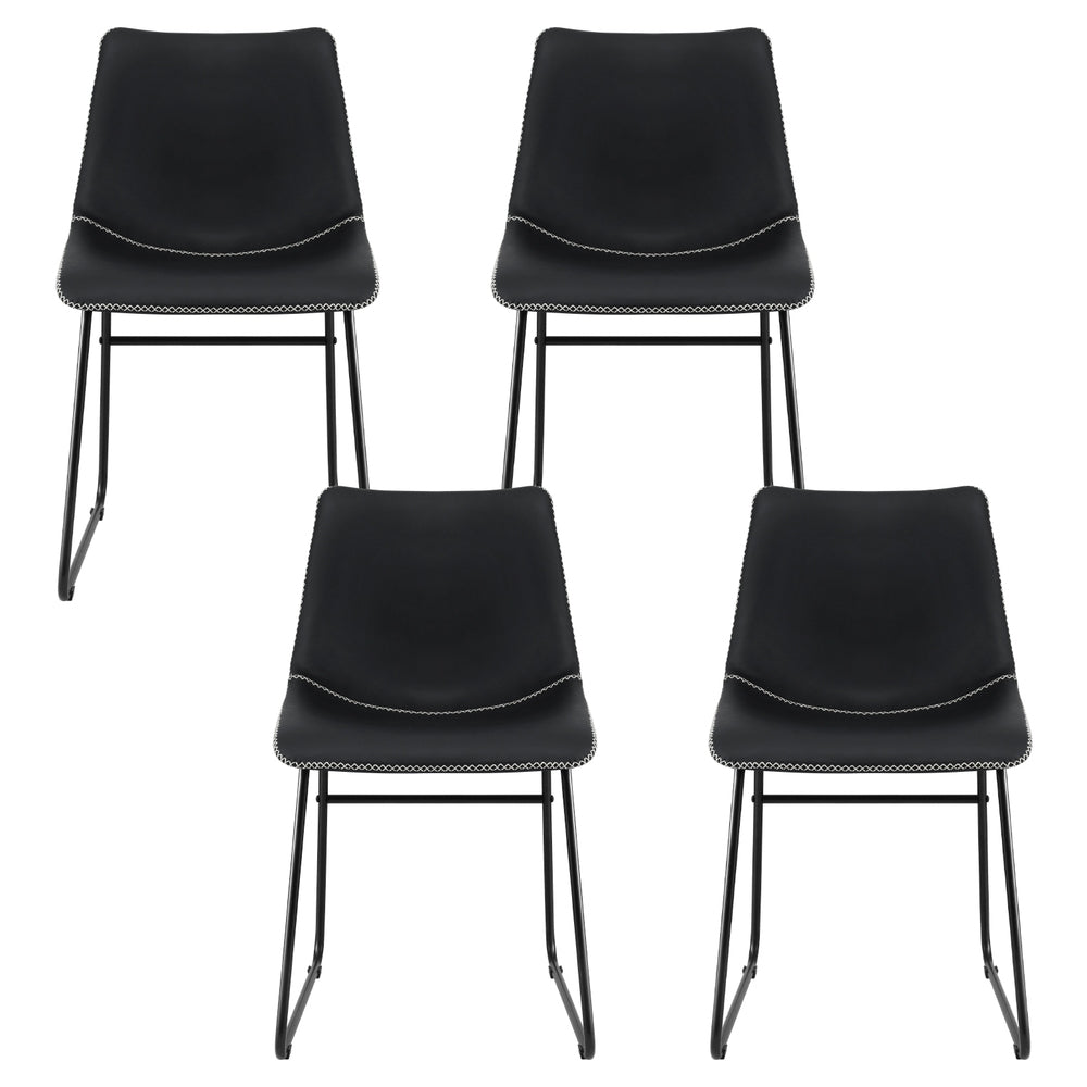 Artiss 4x Dining Chairs Retro PU Leather Kitchen Lounge Cafe Accent Chair Black-Furniture &gt; Dining &gt; Kitchen &amp; Dining Chairs-PEROZ Accessories