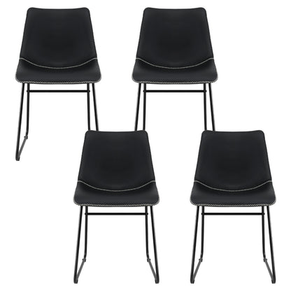 Artiss 4x Dining Chairs Retro PU Leather Kitchen Lounge Cafe Accent Chair Black-Furniture &gt; Dining &gt; Kitchen &amp; Dining Chairs-PEROZ Accessories