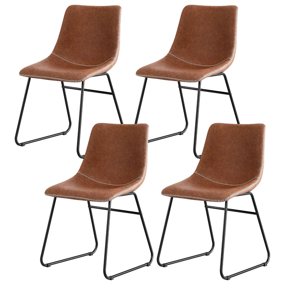 Artiss 4x Dining Chairs Retro PU Leather Kitchen Lounge Cafe Accent Chair Brown-Furniture &gt; Dining &gt; Kitchen &amp; Dining Chairs-PEROZ Accessories