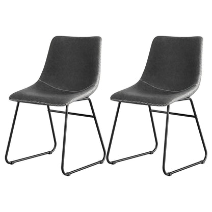Artiss 2x Dining Chairs Retro PU Leather Kitchen Lounge Cafe Accent Chair Grey-Furniture &gt; Dining &gt; Kitchen &amp; Dining Chairs-PEROZ Accessories