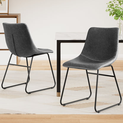 Artiss 2x Dining Chairs Retro PU Leather Kitchen Lounge Cafe Accent Chair Grey-Furniture &gt; Dining &gt; Kitchen &amp; Dining Chairs-PEROZ Accessories