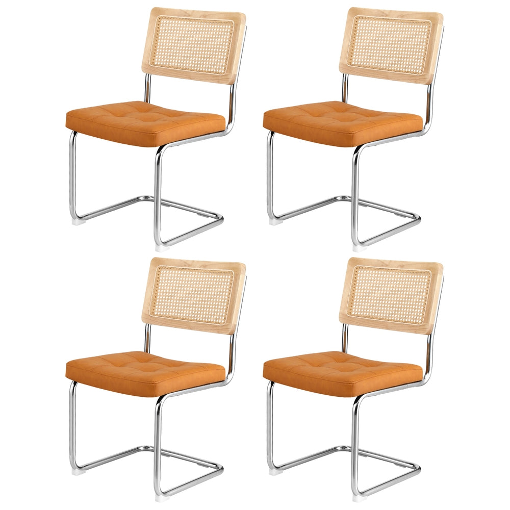 Artiss Dining Chairs Set of 4 PU Leather Rattan Cantilever Brown-Furniture &gt; Dining &gt; Kitchen &amp; Dining Chairs-PEROZ Accessories