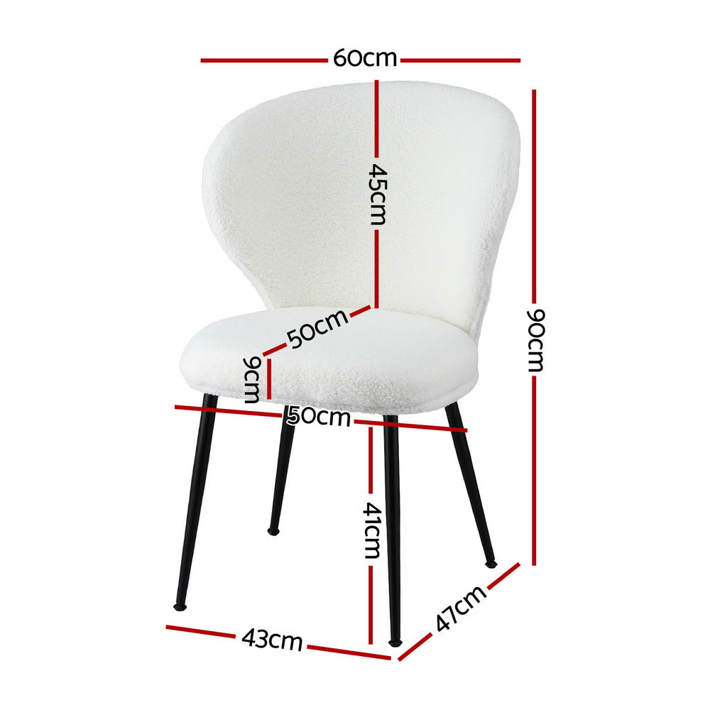 Artiss 2x Dining Chairs Sherpa Boucle Wing Back White-Furniture &gt; Dining &gt; Kitchen &amp; Dining Chairs-PEROZ Accessories