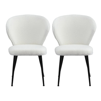 Artiss 2x Dining Chairs Sherpa Boucle Wing Back White-Furniture &gt; Dining &gt; Kitchen &amp; Dining Chairs-PEROZ Accessories