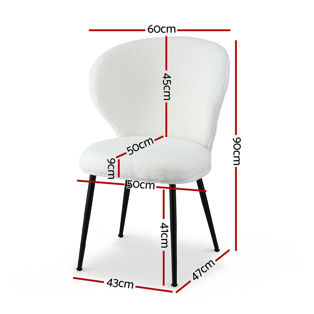 Artiss 4x Dining Chairs Sherpa Boucle Wing Back White-Furniture &gt; Dining &gt; Kitchen &amp; Dining Chairs-PEROZ Accessories