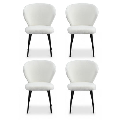 Artiss 4x Dining Chairs Sherpa Boucle Wing Back White-Furniture &gt; Dining &gt; Kitchen &amp; Dining Chairs-PEROZ Accessories