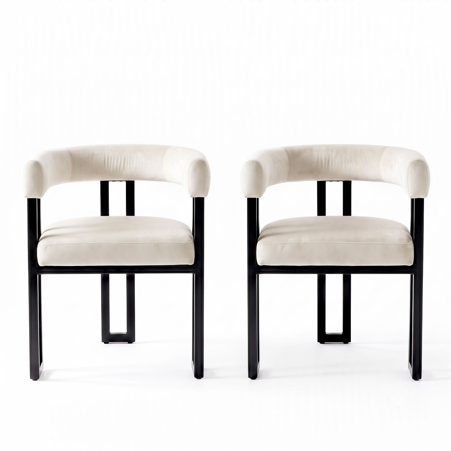 Artiss Dining Chairs Set of 2 Velvet Upholstered Barrel Chairs with Curved Armrests &amp; Back Beige