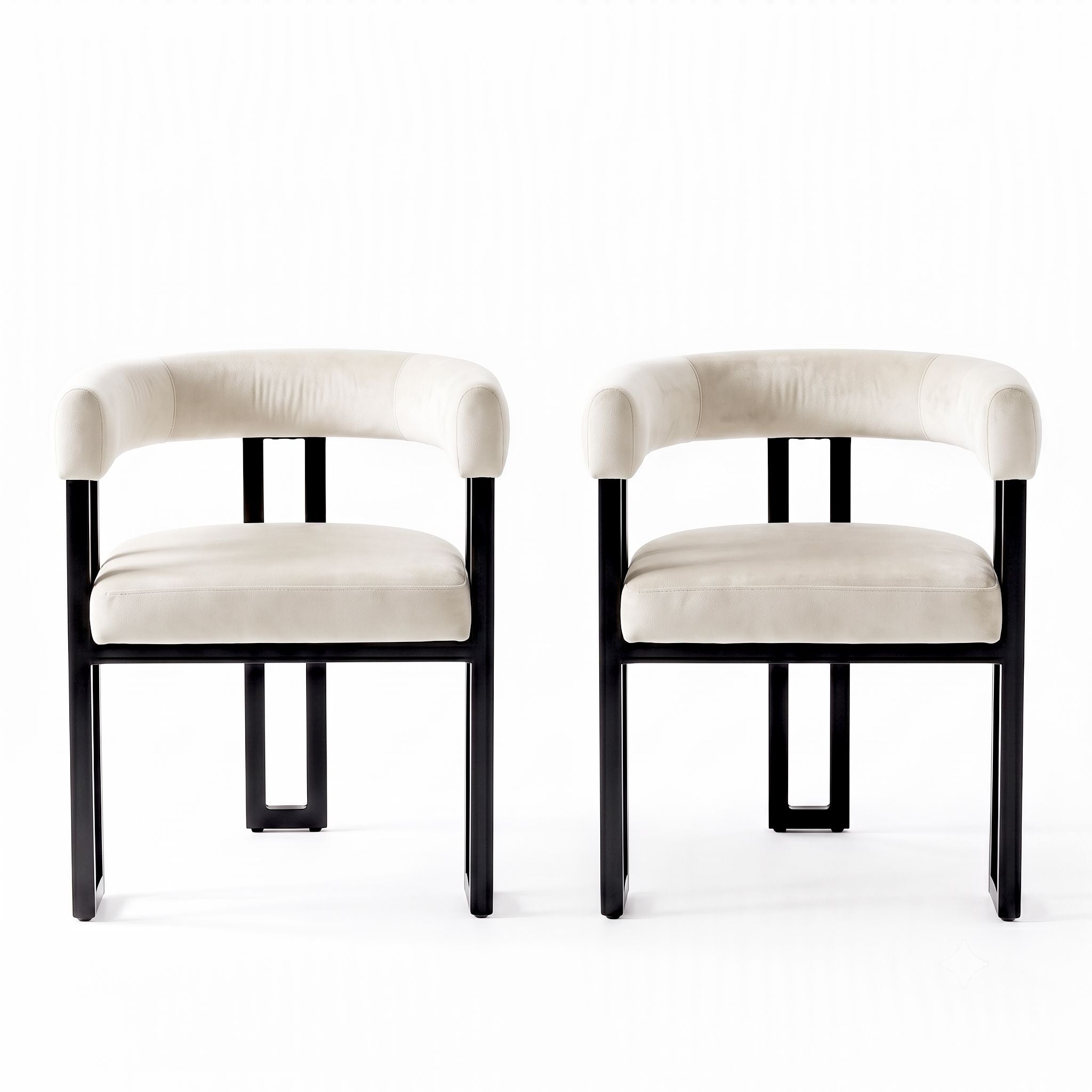 Artiss Dining Chairs Set of 2 Velvet Upholstered Barrel Chairs with Curved Armrests &amp; Back Beige