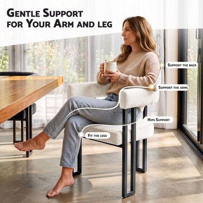 Artiss Dining Chairs Set of 2 Velvet Upholstered Barrel Chairs with Curved Armrests &amp; Back Beige