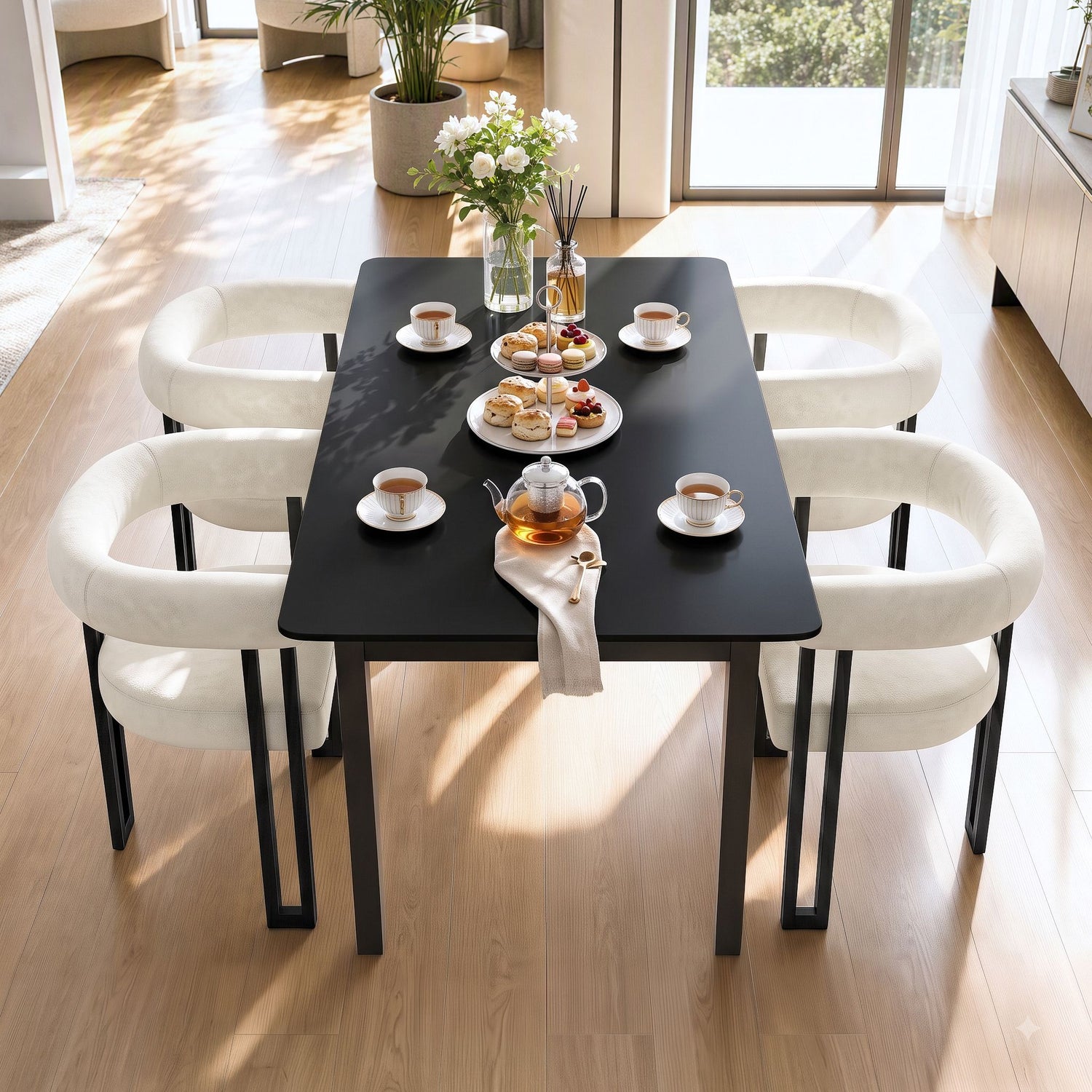 Artiss Dining Chairs Set of 2 Velvet Upholstered Barrel Chairs with Curved Armrests &amp; Back Beige