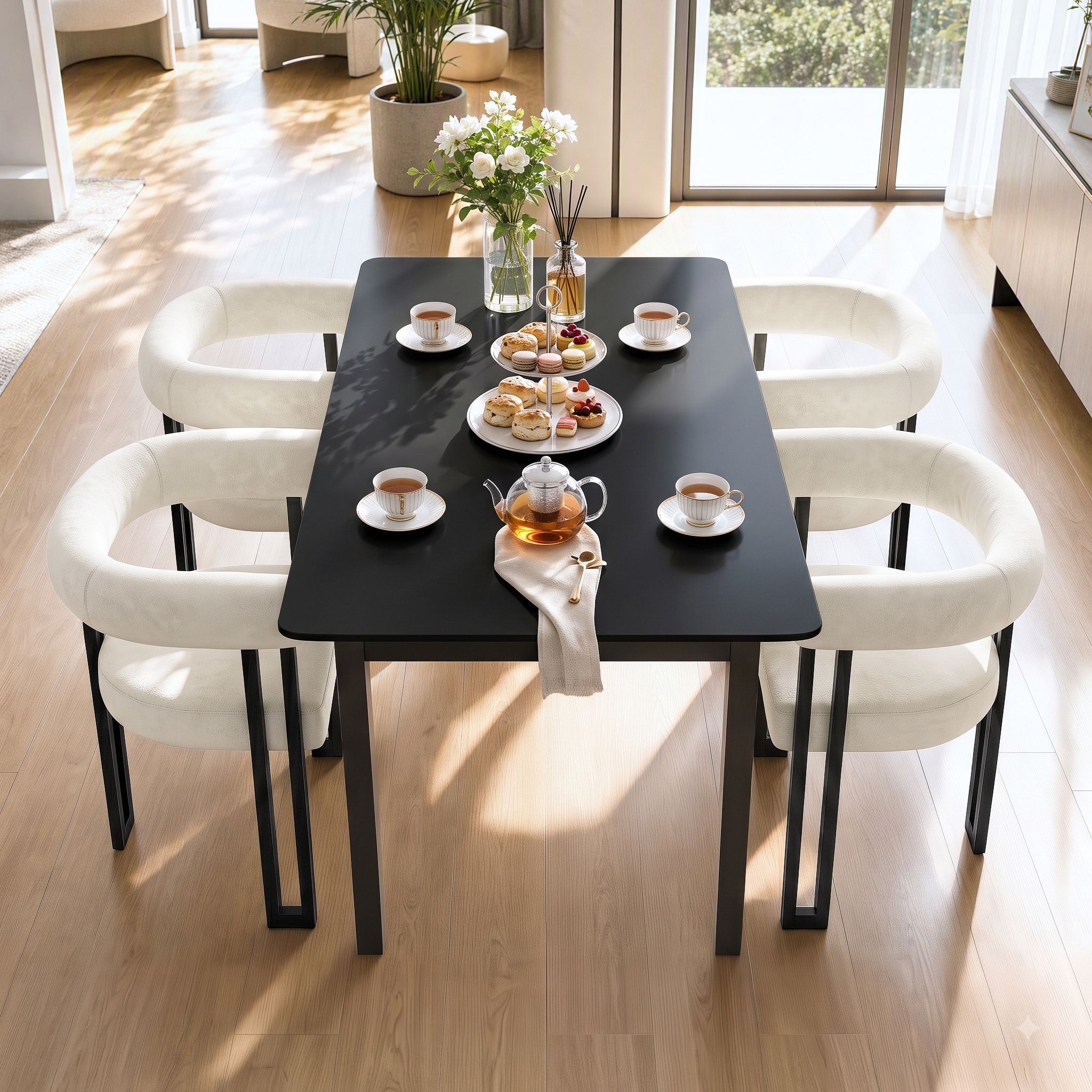Artiss Dining Chairs Set of 4 Velvet Upholstered Barrel Chairs with Curved Armrests &amp; Back Beige