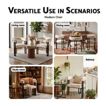 Artiss Dining Chairs Set of 4 Velvet Upholstered Barrel Chairs with Curved Armrests &amp; Back Beige