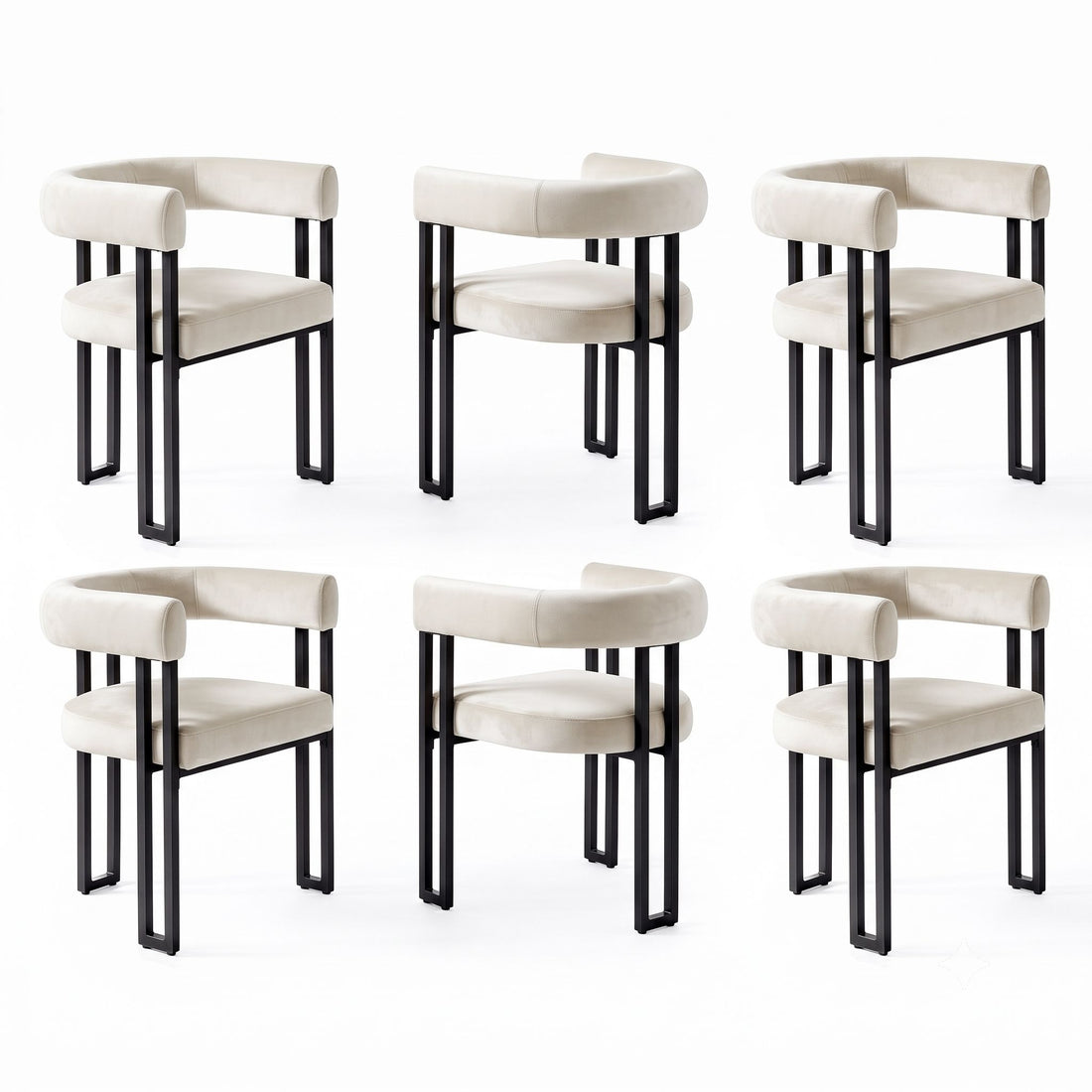 Artiss Dining Chairs Set of 6 Velvet Upholstered Barrel Chairs with Curved Armrests &amp; Back Beige-Furniture > Dining > Kitchen &amp; Dining Chairs-PEROZ Accessories