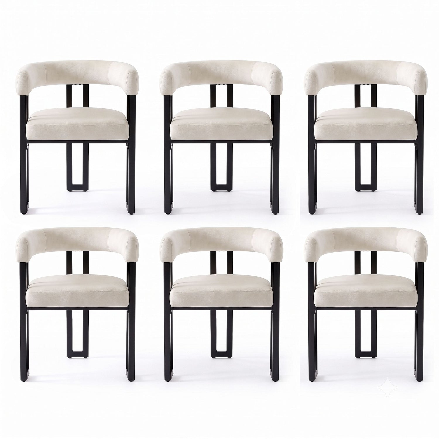 Artiss Dining Chairs Set of 6 Velvet Upholstered Barrel Chairs with Curved Armrests &amp; Back Beige