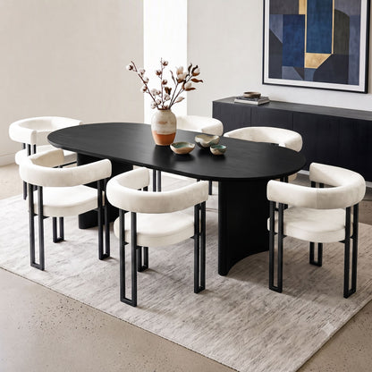 Artiss Dining Chairs Set of 6 Velvet Upholstered Barrel Chairs with Curved Armrests &amp; Back Beige