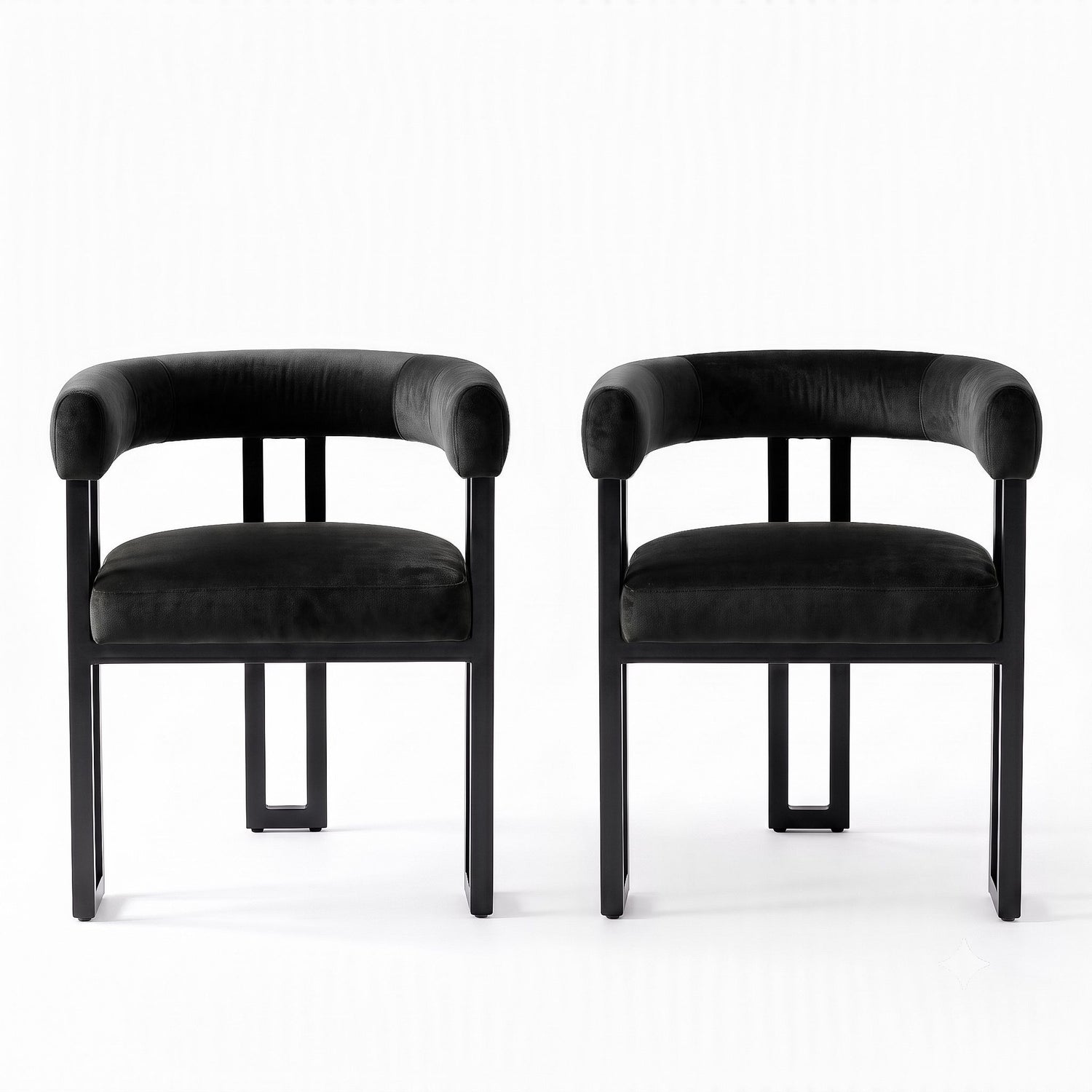 Artiss Dining Chairs Set of 2 Velvet Upholstered Barrel Chairs with Curved Armrests &amp; Back Black
