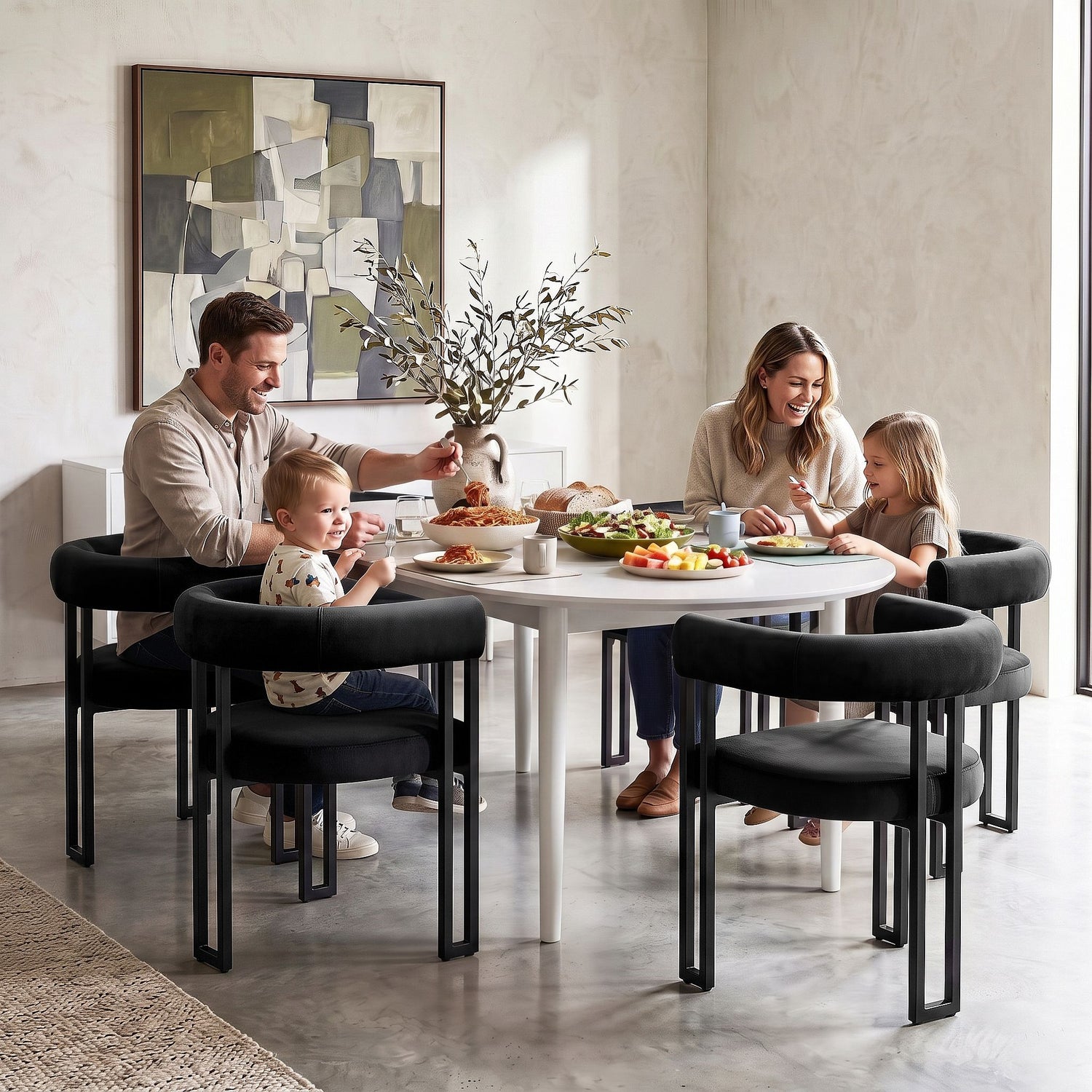 Artiss Dining Chairs Set of 2 Velvet Upholstered Barrel Chairs with Curved Armrests &amp; Back Black