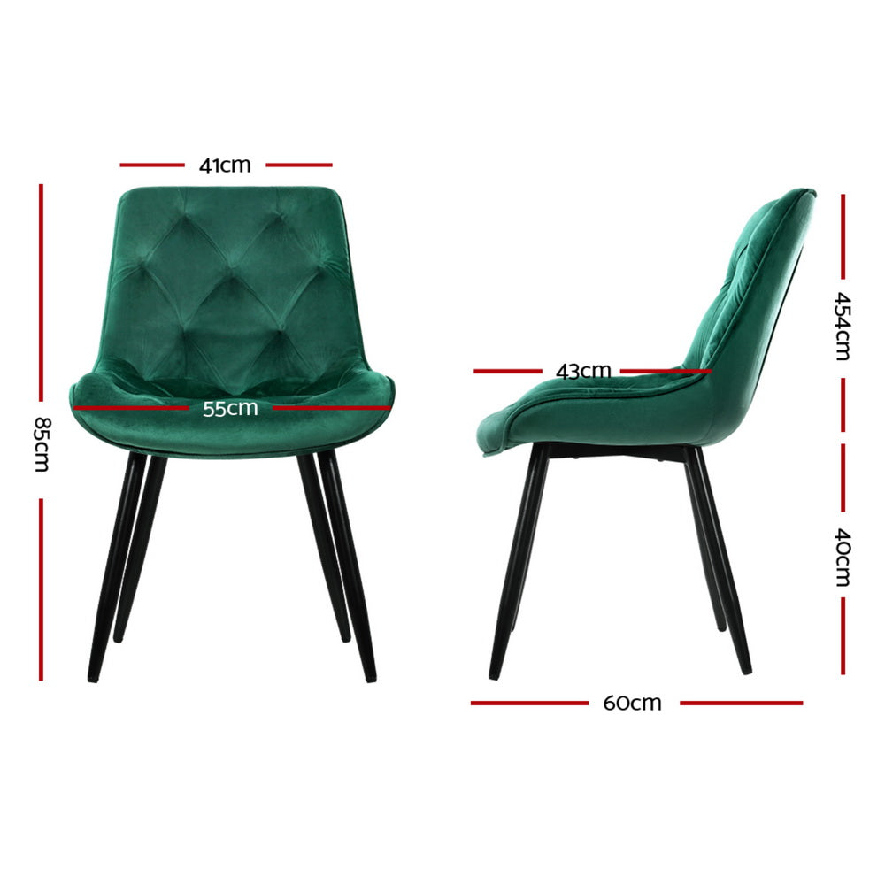 Artiss Dining Chairs Set of 4 Velvet Diamond Tufted Green-Furniture &gt; Dining &gt; Kitchen &amp; Dining Chairs-PEROZ Accessories