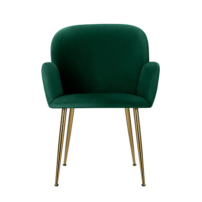 Artiss Dining Chairs Set of 2 Velvet Armchair Green-Dining Chairs-PEROZ Accessories