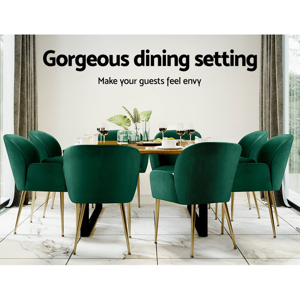 Artiss Dining Chairs Set of 2 Velvet Armchair Green-Dining Chairs-PEROZ Accessories