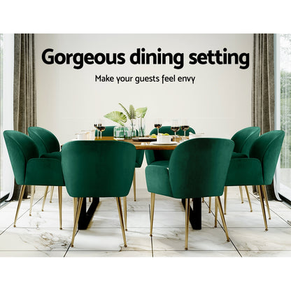 Artiss Dining Chairs Set of 2 Velvet Armchair Green-Dining Chairs-PEROZ Accessories