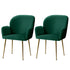 Artiss Dining Chairs Set of 2 Velvet Armchair Green-Dining Chairs-PEROZ Accessories