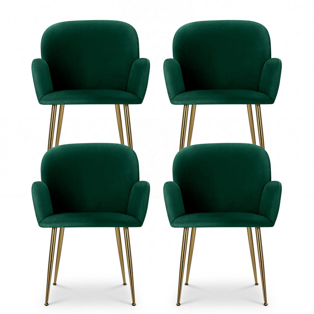 Artiss Dining Chairs Set of 4 Velvet Armchair Green-Furniture > Dining > Kitchen &amp; Dining Chairs-PEROZ Accessories