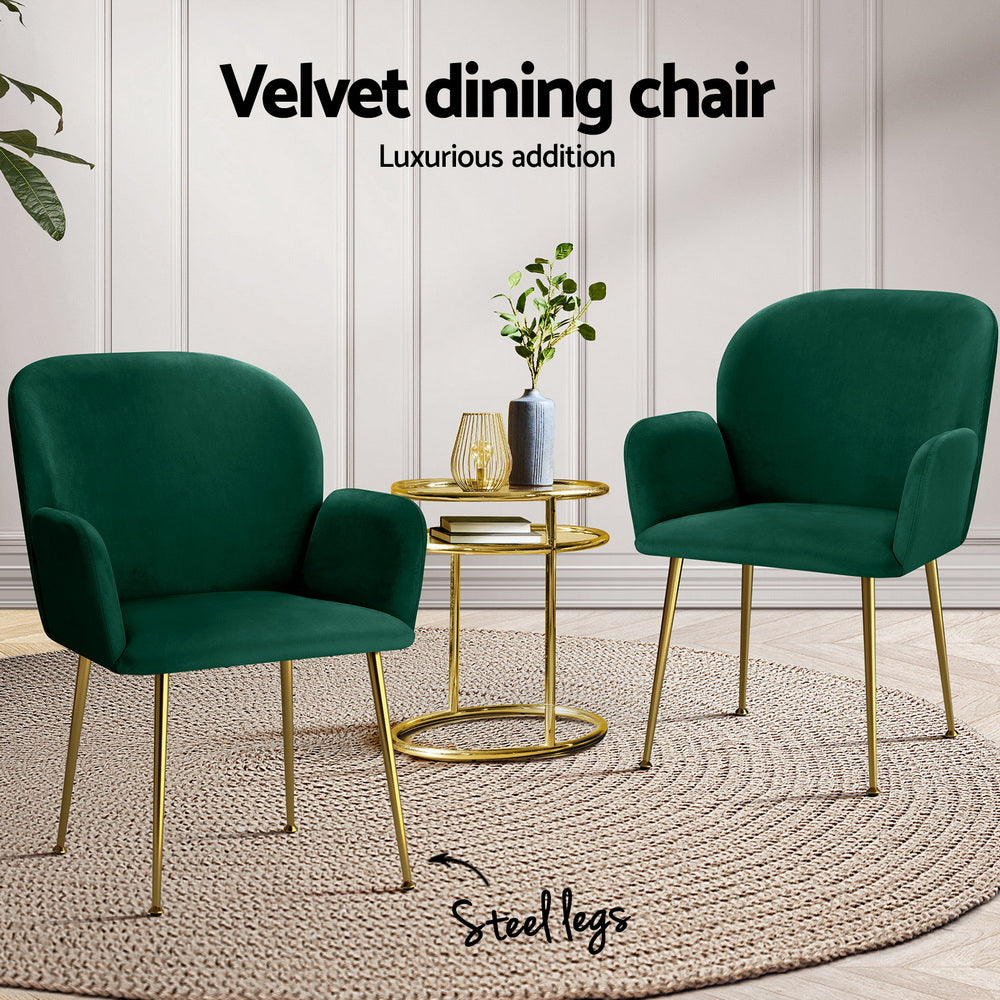 Artiss Dining Chairs Set of 4 Velvet Armchair Green-Furniture > Dining > Kitchen &amp; Dining Chairs-PEROZ Accessories