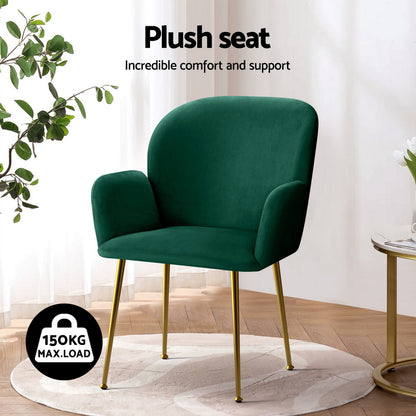 Artiss Dining Chairs Set of 4 Velvet Armchair Green-Furniture > Dining > Kitchen &amp; Dining Chairs-PEROZ Accessories