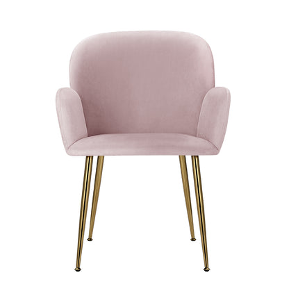 Artiss Dining Chairs Set of 2 Velvet Armchair Pink-Dining Chairs-PEROZ Accessories