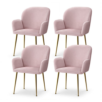 Artiss Dining Chairs Set of 4 Velvet Armchair Pink-Furniture > Dining > Kitchen &amp; Dining Chairs-PEROZ Accessories