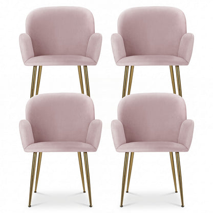 Artiss Dining Chairs Set of 4 Velvet Armchair Pink-Furniture > Dining > Kitchen &amp; Dining Chairs-PEROZ Accessories