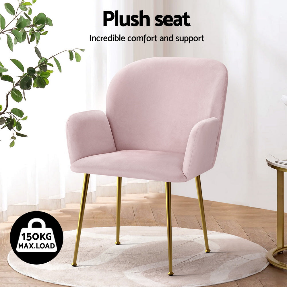 Artiss Dining Chairs Set of 4 Velvet Armchair Pink-Furniture > Dining > Kitchen &amp; Dining Chairs-PEROZ Accessories