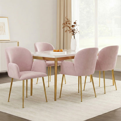 Artiss Dining Chairs Set of 4 Velvet Armchair Pink-Furniture > Dining > Kitchen &amp; Dining Chairs-PEROZ Accessories