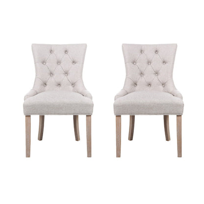 Artiss Dining Chairs Set of 2 Linen French Provincial Beige-Dining Chairs-PEROZ Accessories