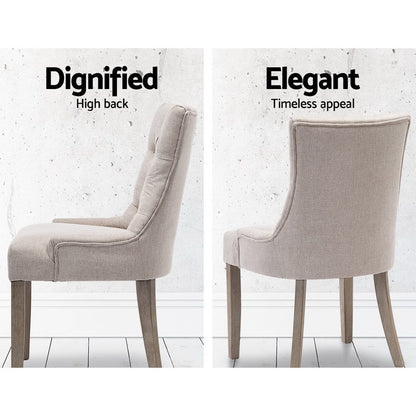 Artiss Dining Chairs Set of 2 Linen French Provincial Beige-Dining Chairs-PEROZ Accessories