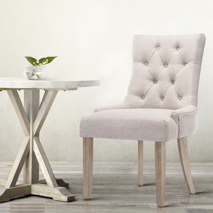Artiss Dining Chairs Set of 2 Linen French Provincial Beige-Dining Chairs-PEROZ Accessories