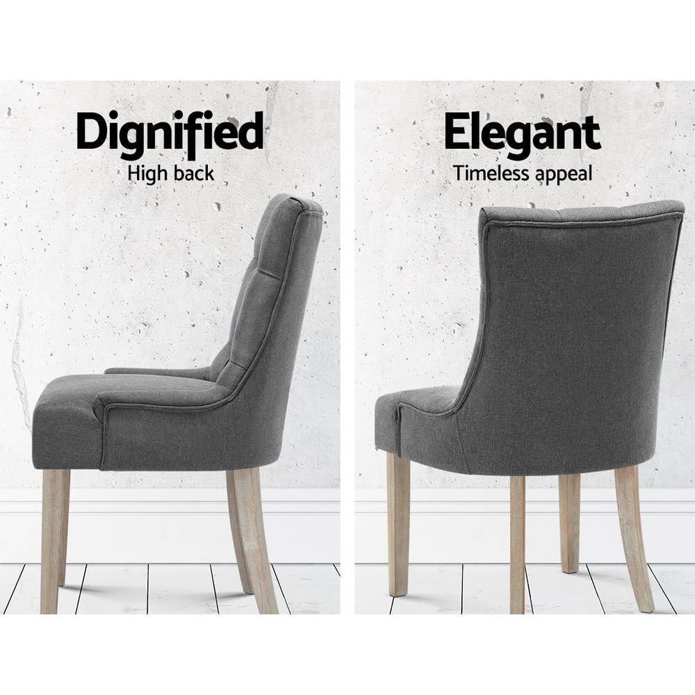 Artiss Dining Chairs Set of 2 Linen French Provincial Grey-Dining Chairs-PEROZ Accessories