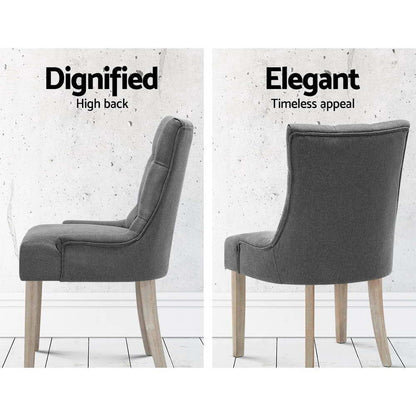 Artiss Dining Chairs Set of 2 Linen French Provincial Grey-Dining Chairs-PEROZ Accessories